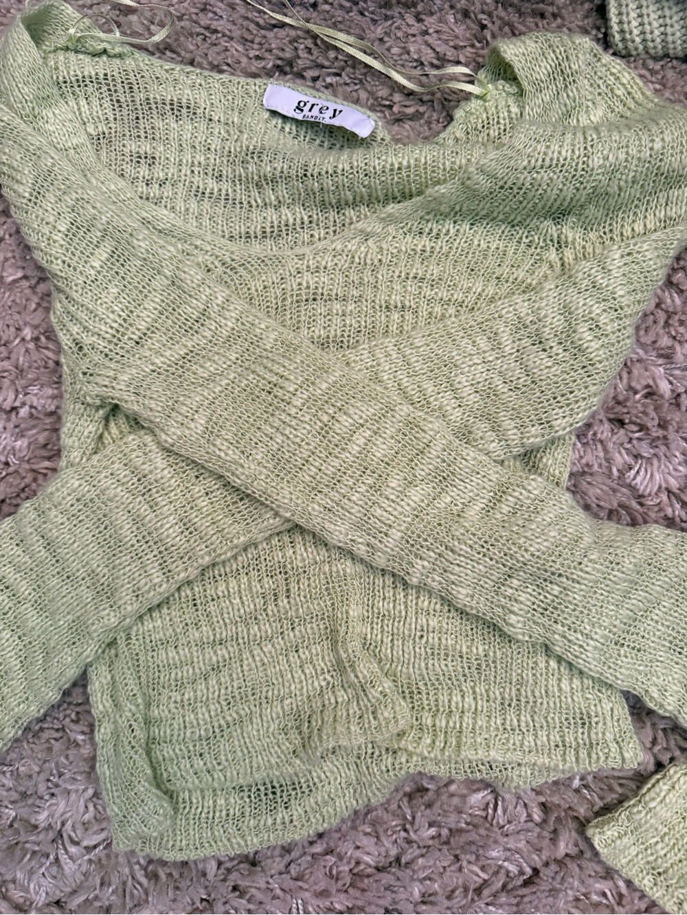Grey Brand Pastel Green V-Neck Knit Sweater
